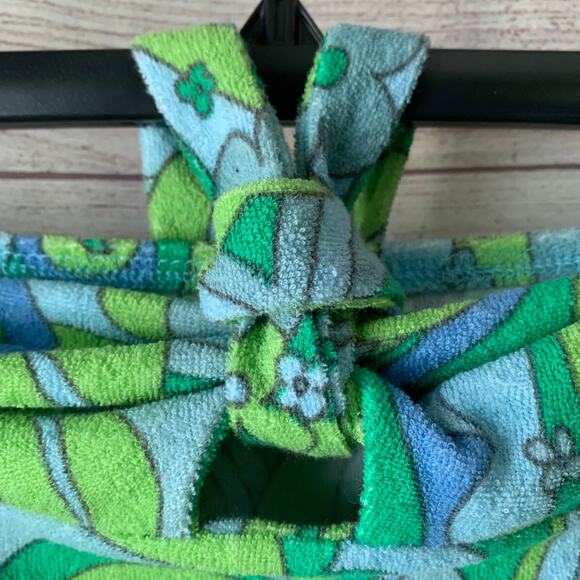 Wild Fable Terry Cloth Romper Floral Short Outfit Bow Front Keyhole Halter Tie S - Picture 6 of 12